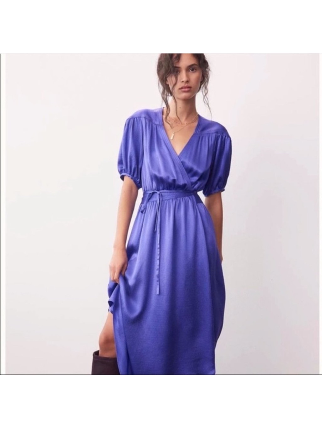 Katrina Purple Satin Wrap Dress (Anthropologie)